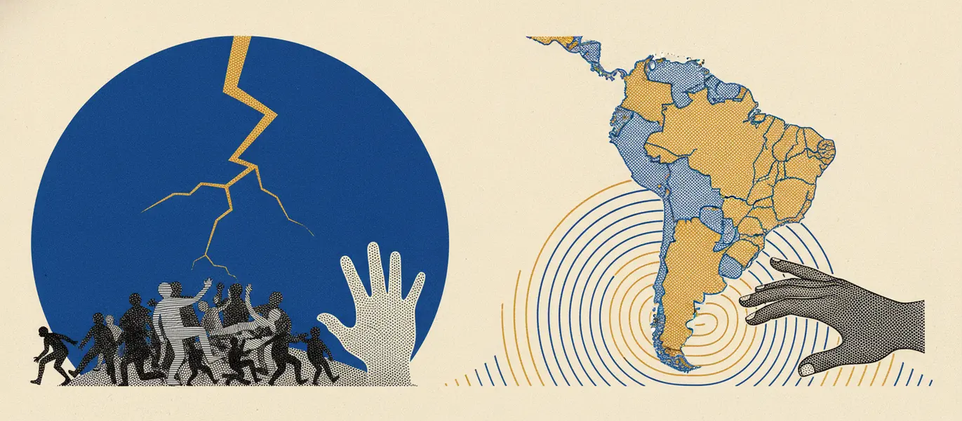 Ilustracao editorial da coluna: O terremoto que a América do Sul não pode ignorar