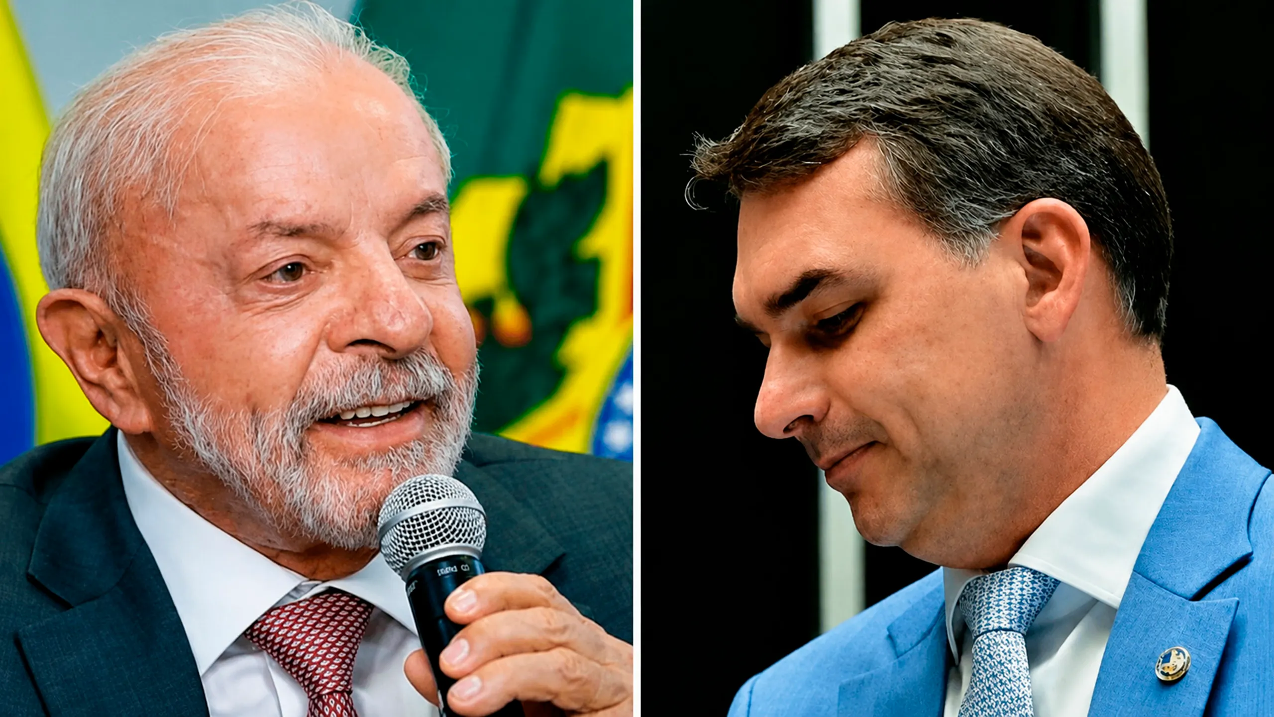 Gráfico representando intenções de voto nas eleições brasileiras, com destaque para o crescimento de Flávio Bolsonaro e a liderança de Lula nas pesquisas eleitorais