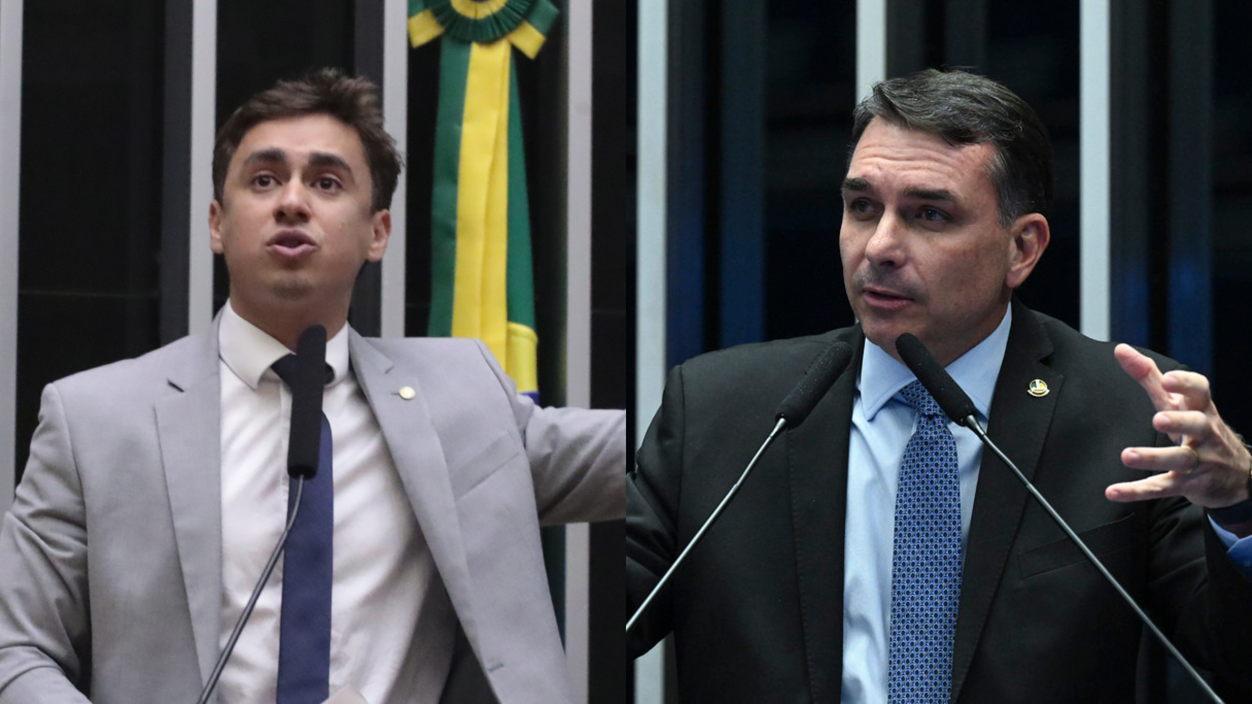 Ilustração representando a decisão do TSE de remover publicações dos parlamentares Nikolas Ferreira e Flávio Bolsonaro nas redes sociais por uso irregular de crianças em vídeo político contra o presidente Lula