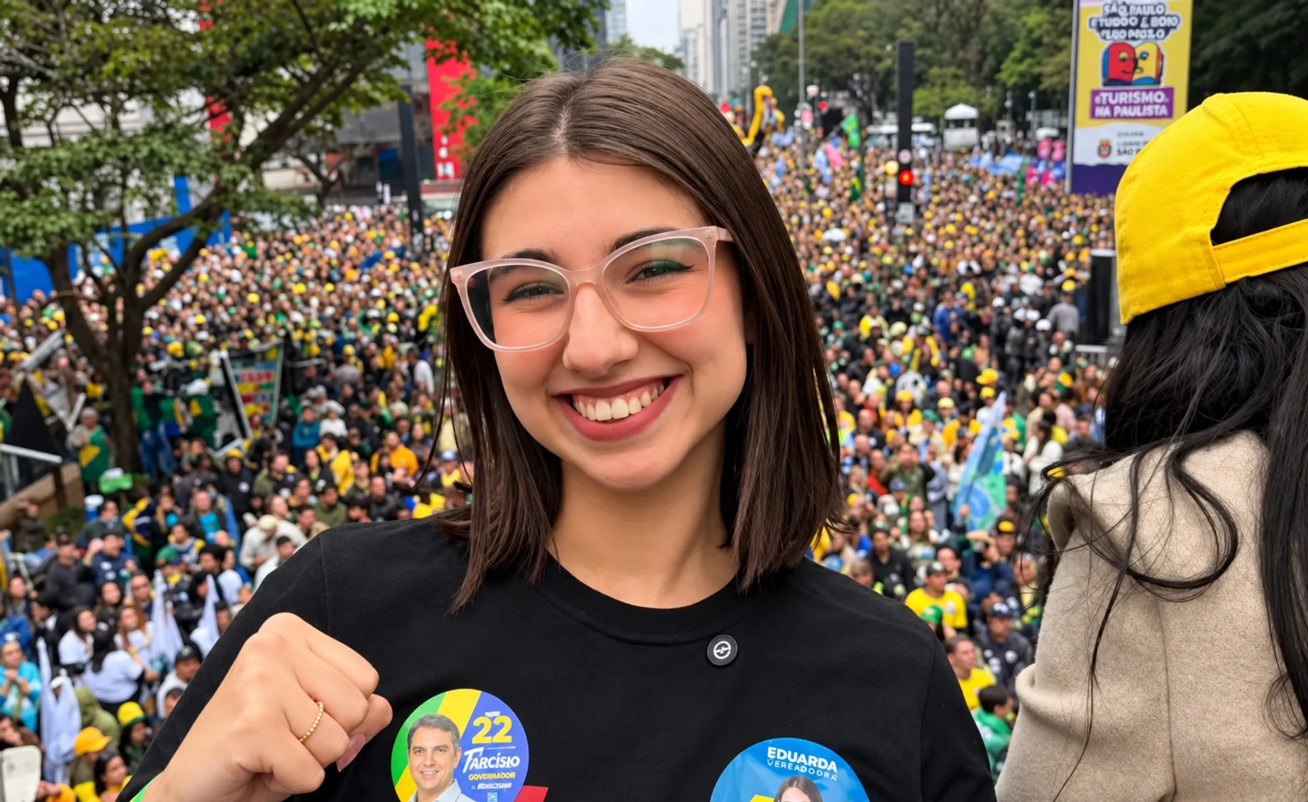Ilustração representando o plenário do Congresso Nacional brasileiro com destaque simbólico para a articulação informal de parlamentares contra direitos de pessoas trans